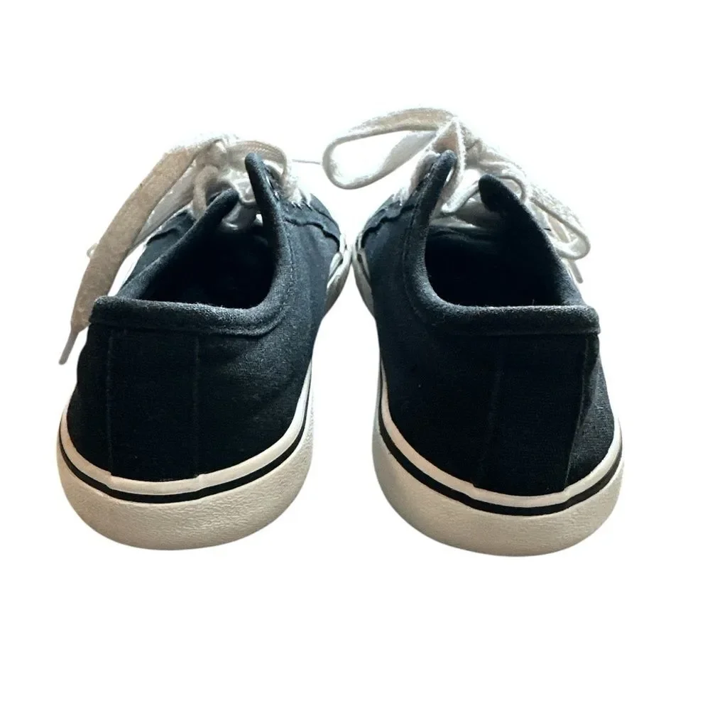 Wonder Nation Girls Sz 1 Black White Memory Foam Classic Low-Top Tie Up Sneaker